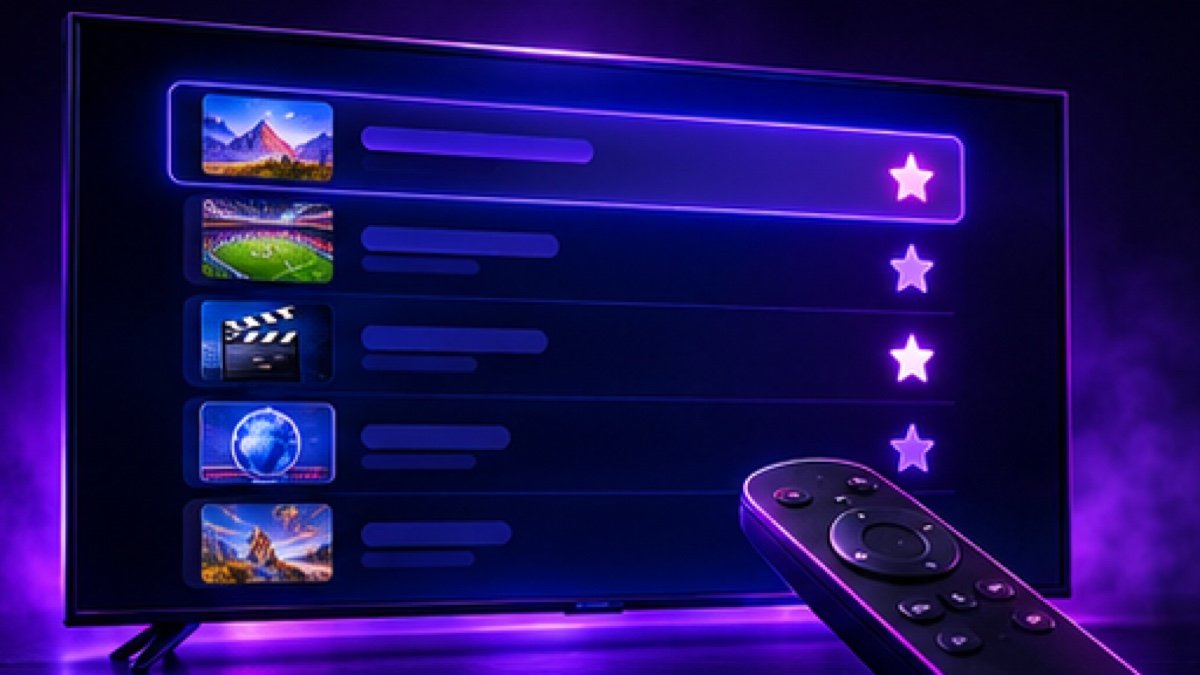 Senderliste mit Favoriten-Sternen auf dem Fernseher – IPTV Favoriten anlegen